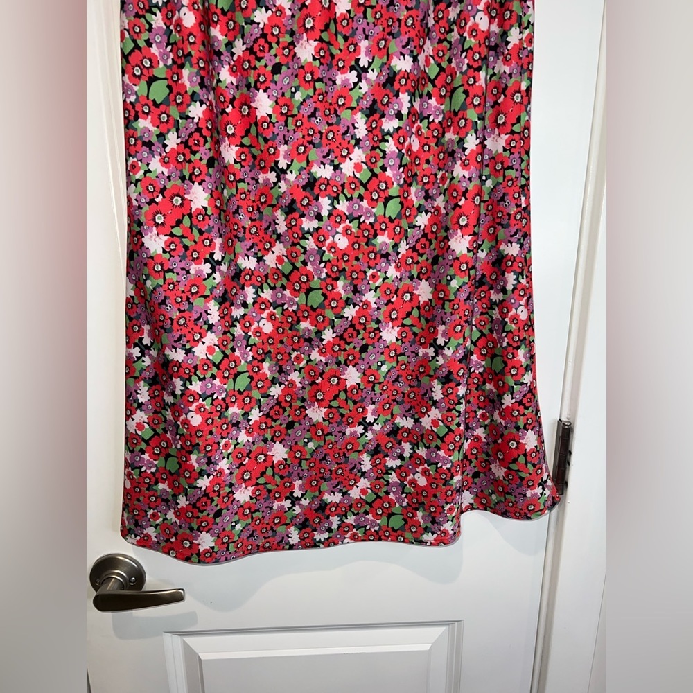 Lulu’s Zenia Coral Red Multi Floral Print Midi Skirt - Picture 10 of 12
